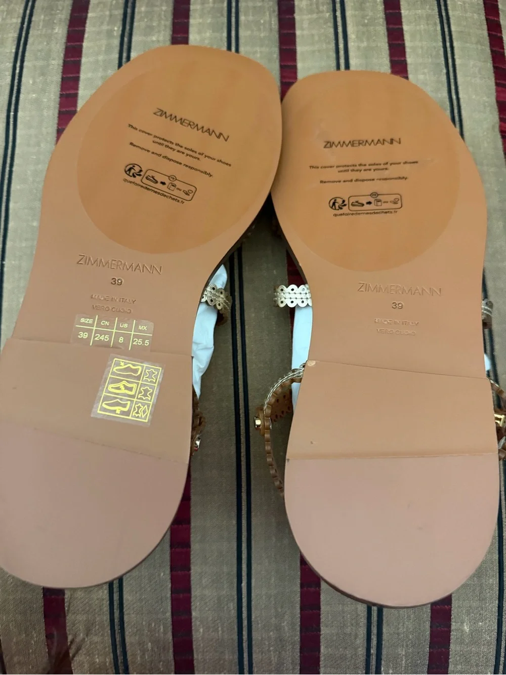 Zimmermann Women’s Beige Strappy Gladiator Sandals - Elegant Flat, new with tags